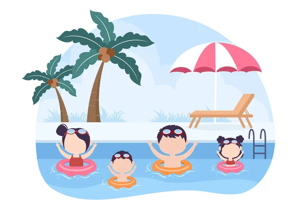 Rodinný Čas Radostných Rodičů Dětí Spolu Tráví Čas Pláži Dělají — Stockový vektor