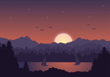 Dağ, Tepe, Yaban, Kumlar, Göl ve Vadi Günbatımı Poster, Sancak veya Arkaplan Resimleri İçin Vahşi Doğa