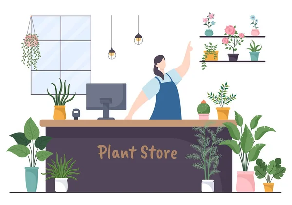 Flowers Store Plants Shop Florists Care Organic Natural Products Home — Stock vektor