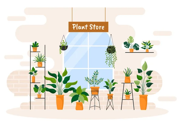 Flowers Store Plants Shop Florists Care Organic Natural Products Home — ストックベクタ