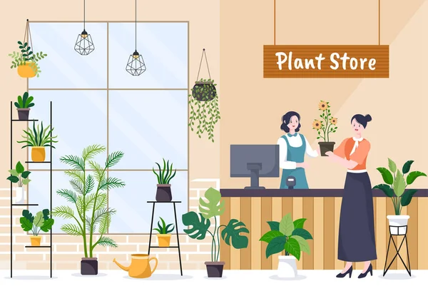 Flowers Store Plants Shop Florists Care Organic Natural Products Home —  Vetores de Stock