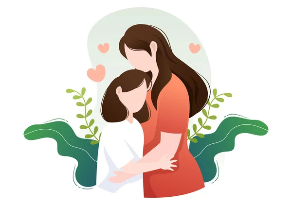 Parenting Mother Father Kids Embracing Each Other Loving Family Cute — Wektor stockowy