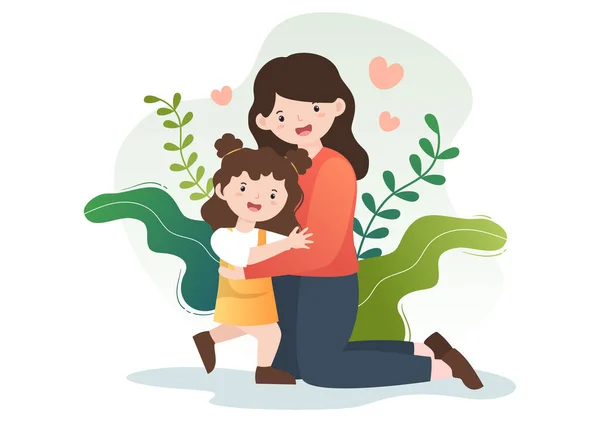 Parenting Mother Father Kids Embrassing Each Other Loving Family Illustration — Image vectorielle