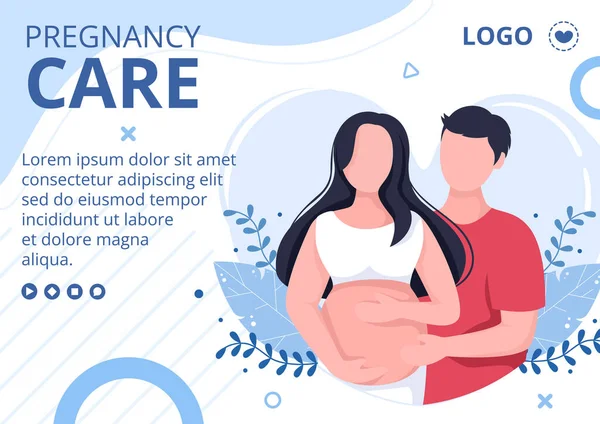 Pregnant Lady Mother Brochure Health Care Template Flat Design Illustration — Stockový vektor
