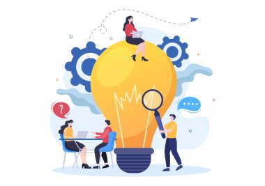 Problem and Solution in Business Solving to Look Ideas with the Concept of Teamwork Can use for Web Banner or Background Flat Illustration