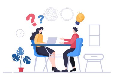 Problem and Solution in Business Solving to Look Ideas with the Concept of Teamwork Can use for Web Banner or Background Flat Illustration