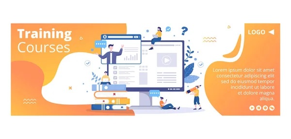 Business Online Training Seminar Courses Cover Template Flat Illustration Editable — Wektor stockowy