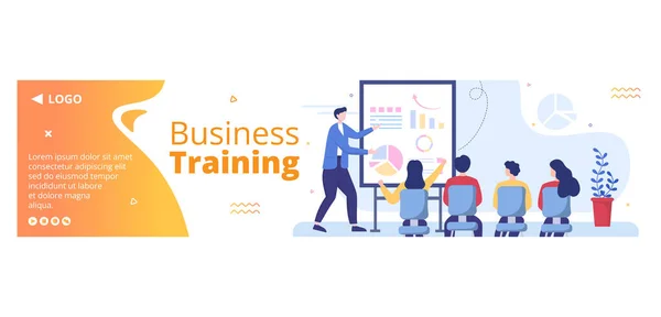 Business Online Training Seminar Courses Banner Template Flat Illustration Editable — Vector de stock