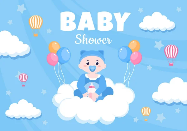 Baby Shower Little Boy Girl Cute Design Toys Accessories Newborn — Stockvektor