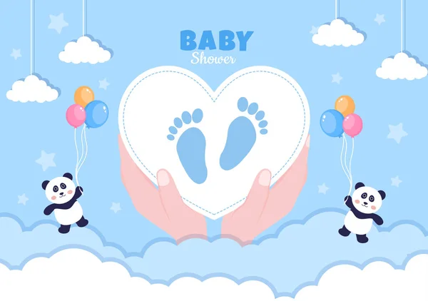 Baby Shower Little Boy Girl Cute Jungle Animals Design Background — Stockvektor