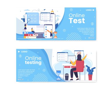 Online Testing Course Banner Template Flat Design Illustration Editable of Square Background for Social media, E-learning and Education Concept