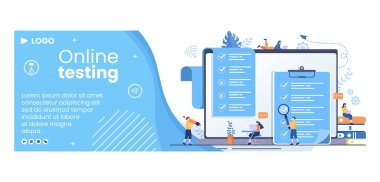 Online Testing Course Cover Template Flat Design Illustration Editable of Square Background for Social media, E-learning and Education Concept