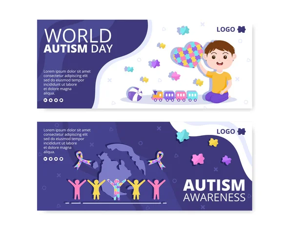 World Autism Awareness Day Banner Template Flat Illustration Editable Square — Stock Vector