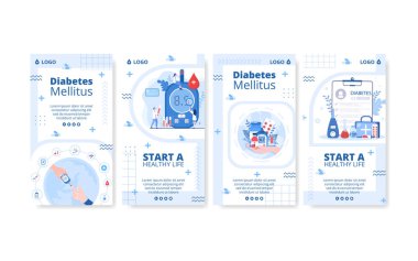 Diyabet, Hikayeleri Test Etme Şablonu Flat Tasarım Resimleri Düzenleme Kare Arkaplanı Sağlık Hizmetleri Sosyal Medyası veya Tebrik Kartı İçin Uygun