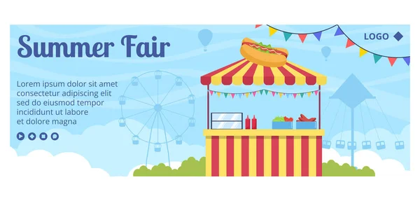Summer Fair Carnival Circus Fun Fair Amusement Park Cover Template — Vettoriale Stock