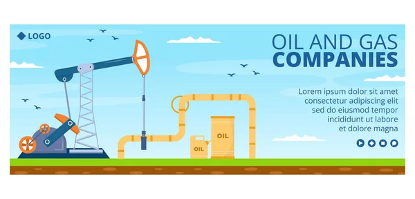 Plantilla Cubierta Industria Del Gas Petróleo Diseño Plano Ilustración Editable — Vector de stock