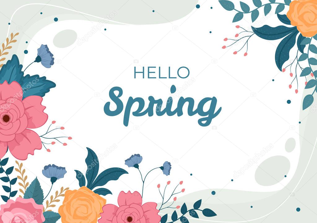 Spring Time Background with Flowers Season and Plant for Promotions, Magazines, Advertising or Websites. Nature Flat Vector Illustration