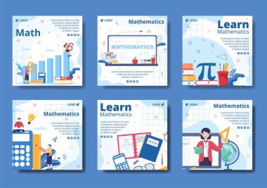 Matematik Eğitimi ve Bilgi Şablonu Şablonunu Öğrenme Sosyal Medya veya Web İçin Uygun Kare Arkaplan Düzenleme