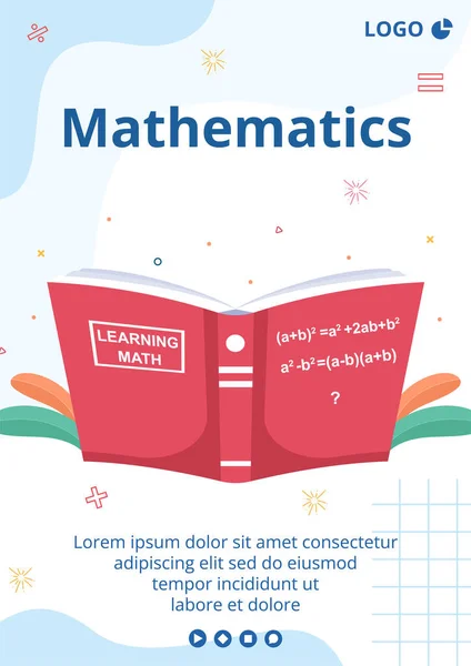 Lernen Mathematik Bildung Und Wissen Flyer Vorlage Flache Illustration Editierbar — Stockvektor