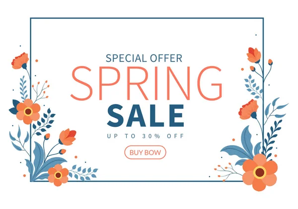 Frühling Verkauf Blüten Blumen Hintergrund Natürliche Vorlage Vektor Illustration Mit — Stockvektor