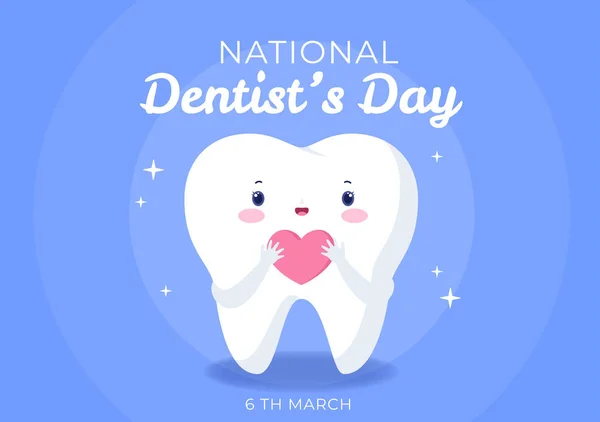 Giornata Mondiale Del Dentista Con Dente Spazzolino Dente Prevenire Cavità — Vettoriale Stock