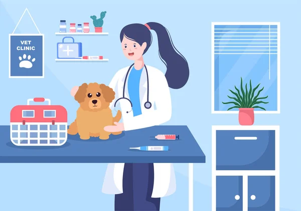 Clínica Veterinária Exame Médico Vacinação Saúde Para Animais Estimação Como —  Vetores de Stock