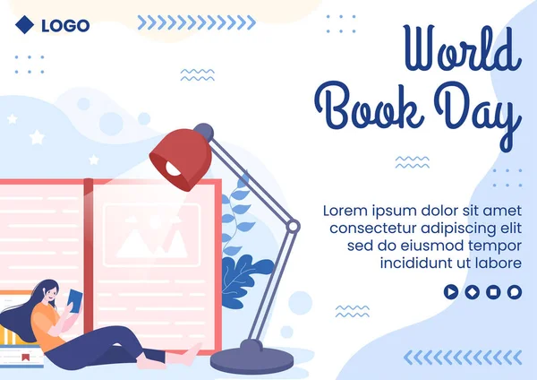 World Book Day Brochure Template Flat Design Education Illusztráció Szerkeszthető — Stock Vector