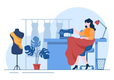 Dikiş, Kumaş, İğne, İplik, Moda Tasarımcısı, Terzi, Makas ve Düz Arkaplan Resimlerinde Giysi Yapmaya Ölçülen Terzi
