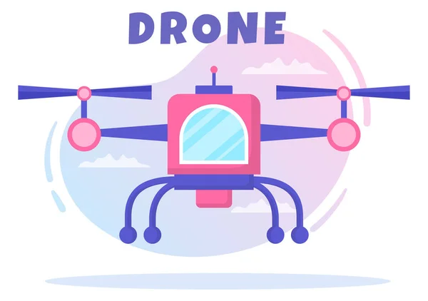 Drone Met Camera Afstandsbediening Aangedreven Vliegen Naar Het Nemen Van — Stockvector
