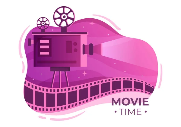 Film Premiéra Show Nebo Kino Kamerou Popcorn Clapperboard Film Páska — Stockový vektor