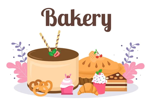 Bäckereigeschäft Das Verschiedene Brotsorten Wie Weißbrot Gebäck Und Andere Verkauft — Stockvektor