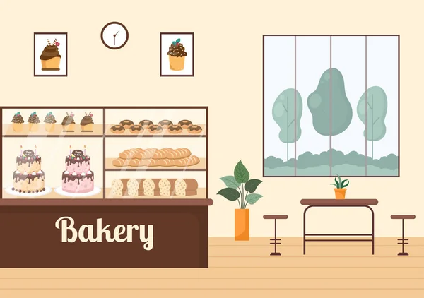 Будівля Пекарні Яка Продає Різні Типи Хліба Такі Білий Хліб — стоковий вектор