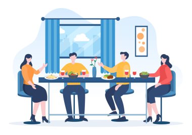 Her Yemek Fonu 'nda Sağlıklı Beslenme, Dengeli Beslenme, Vegan, Besleyici ve Yemekler Her Gün Düz Arkaplanda Yemeli