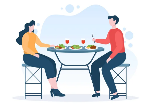 Les Gens Qui Mangent Des Aliments Chaque Repas Avec Des — Image vectorielle