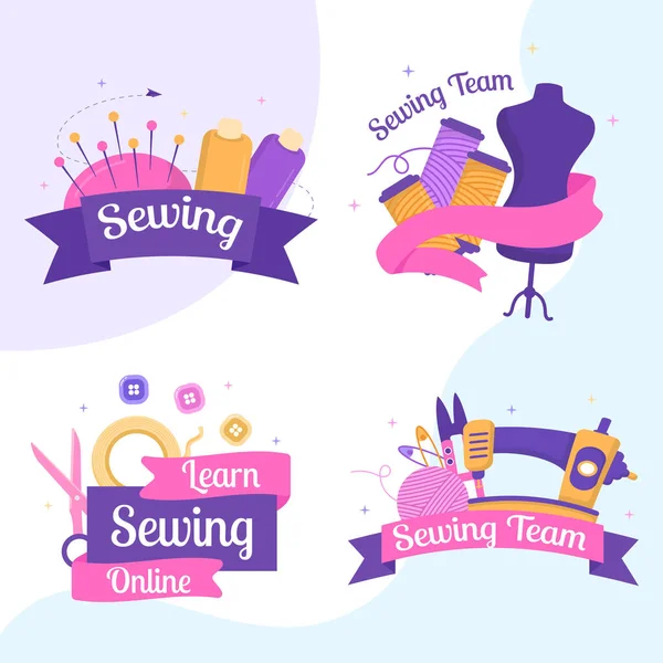 Sewing Tailor Classes Post Template Flat Illustration Editable Square Background — Stock Vector