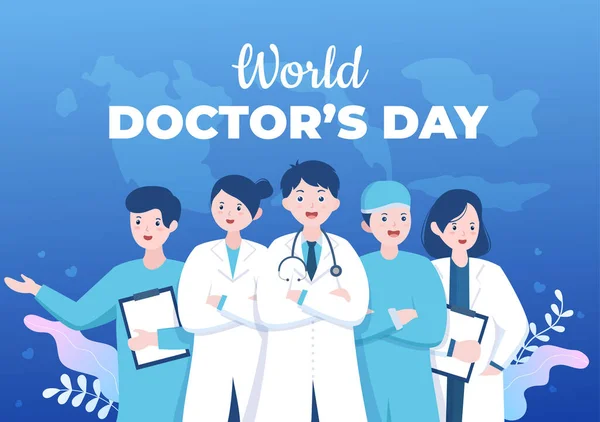 World Doctors Day Vector Illusztráció Üdvözlőkártya Poszter Vagy Háttér Orvos — Stock Vector