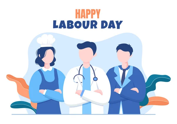 Buon Labor Day Persone Varie Professioni Sfondo Diverso Grazie Vostro — Vettoriale Stock