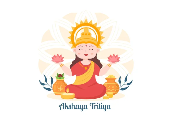 Akshaya Tritiya Fesztivál Golden Kalash Pot Arany Érmékkel Dhanteras Ünnepi — Stock Vector