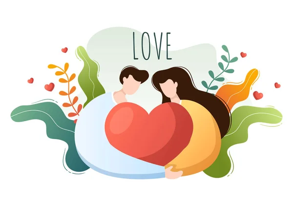 Love Sign Vector Cartoon Background Illustration Self Care Valentines Yourself — 스톡 벡터