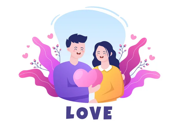 Love Sign Vector Cartoon Background Illustration Self Care Valentines Yourself — 스톡 벡터