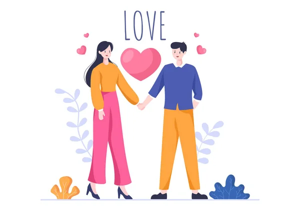Kärlek Tecken Vektor Tecknad Bakgrund Illustration Till Egenvård Alla Hjärtans — Stock vektor