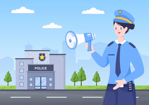 Düz Çizgi Film Biçiminde Polis Araba Llüstrasyonu — Stok Vektör