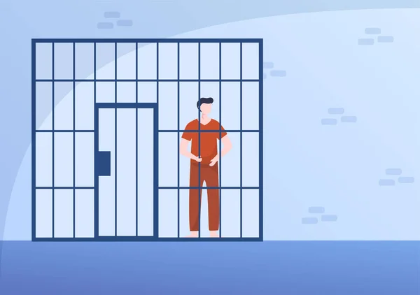 Prisioneiros Que Estão Por Trás Das Barras Nas Celas Das — Vetor de Stock