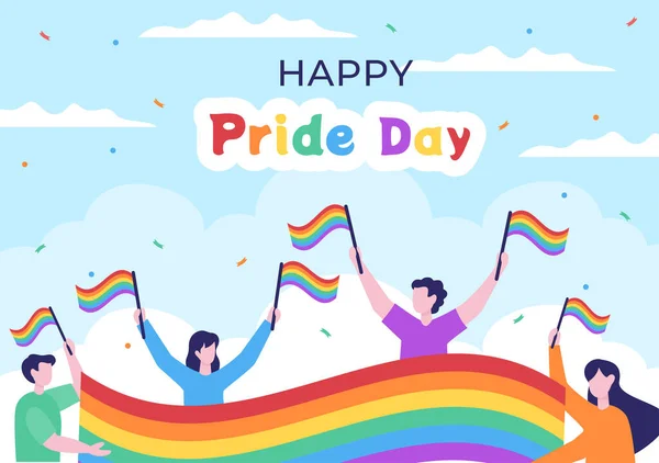 Happy Pride Month Day Lgbt Rainbow Transgender Flag Parade Violence — Vector de stock