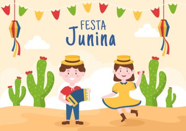 Festa Junina ya da Sao Joao Kutlama Çizgi Filmleri Şarkı Söyleyerek, Dans ederek ve Geleneksel Oyunları Brezilya 'dan Gelerek Çok Canlı Yapıldı