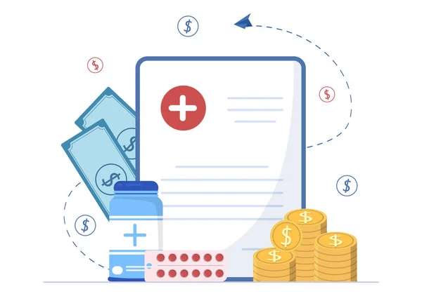 Hospital Medical Billing Service Health Insurance Form Hospitalization Treatment Cartoon — Archivo Imágenes Vectoriales