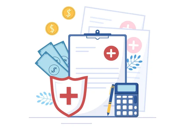 Hospital Medical Billing Service Health Insurance Form Hospitalization Treatment Cartoon — Vector de stock