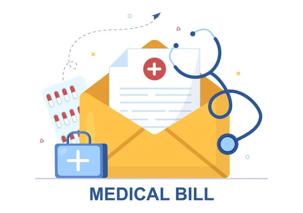 Hospital Medical Billing Service Health Insurance Form Hospitalization Treatment Cartoon —  Vetores de Stock