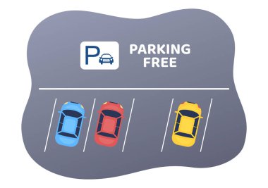 Flat Flat Arkaplan Çizgi Filmcilik 'teki Kamu Otoparkında Bilet Resimli Vale Otoparkı ve Çoklu Arabalar