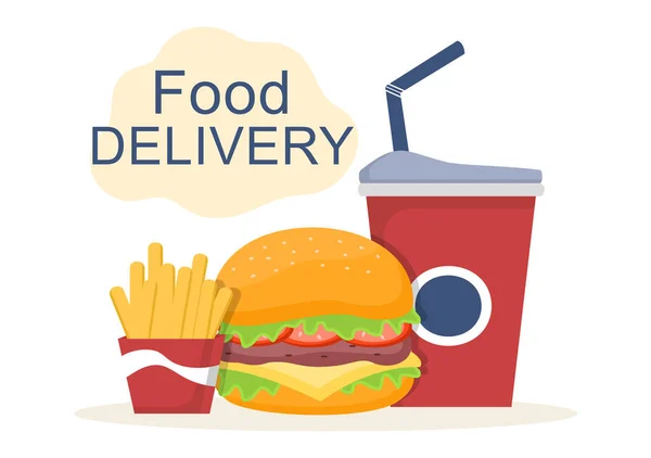 Food Delivery Service App Tracking Smartphone Order Ready Meals Delivered — стоковый вектор